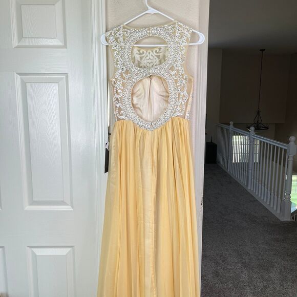 Beaded Long Sleeveless Illusion Dress by Cinderella Divine Maxi Party Dress - Picture 4 of 12